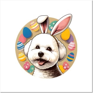 Bichon Frise in Bunny Ears Enjoying Easter Festivities Posters and Art